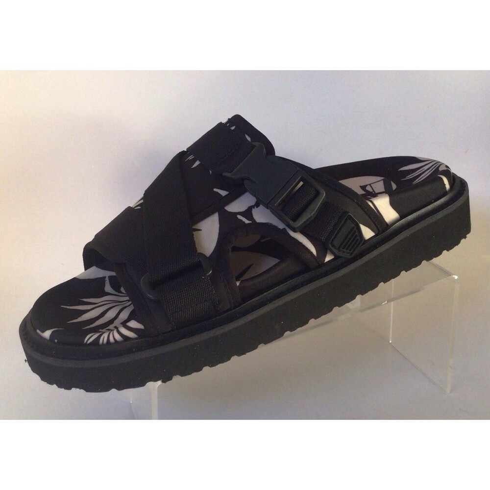 NEW ZARA Buckle Detail Black & Tan Platform Flat Sandals (Size 38/US 7.5)